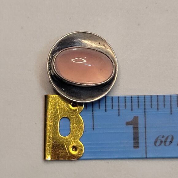 Vintage 835 Silver And Rose Quartz Clip On Earrings - Picture 2 of 9